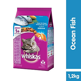 Đồ Ăn Cho Mèo Lớn Whiskas Vị Cá Biển Túi 1.2 Kg