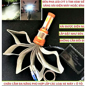 SIÊU SÁNG VỚI BỘ 1 ĐÈN PHA LED 3 TIM TẢN NHIỆT KIỂU ĐUÔI CÔNG LẮP CHO TẤT CẢ CÁC LOẠI XE MÁY MẪU MỚI CỰC CHẤT HÀNG CHUẨN CHẤT LƯỢNG