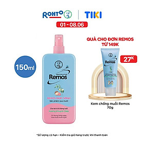 Xịt chống muỗi cho bé từ 6 tháng tuổi hương khuynh diệp Rohto Mentholatum Remos Baby Spray 150ml