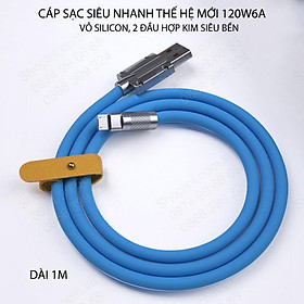 Mua Cáp sạc nhanh thế hệ mới 120W 6A  vỏ silicon  2 đầu bằng hợp kim rất bền  dài 1m
