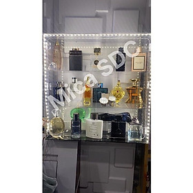 Tủ trưng bày mica 3mm kèm led-Tủ mỹ phẩm 3 tầng 50x16x50cm