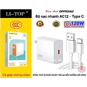 Mua Bộ sạc nhanh LI-TOP AC12 120W chân Type C  đạt chứng nhận 3C tiêu chuẩn quốc gia  Kim Ánh bảo hành hàng chính hãng 12 tháng