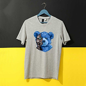 Áo thun unisex gấu xanh nửa người máy cực chất size XS-3XL 100% cotton