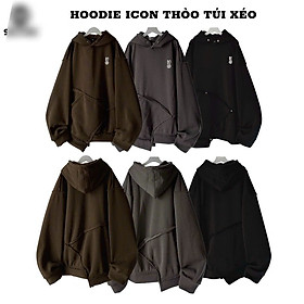 Áo khoác Hoodie Nam Nữ Phối Icon Thỏ Bo Ráp Túi Bụng chui đầu có mũ trùm nón rộng siêu to giá rẻ