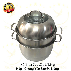 Mua BỘ NỒI CHƯNG YẾN BẰNG INOX SÁNG - ĐA NĂNG - CHƯNG 3 TẦNG