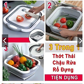 Chậu thớt đa năng gấp gọn tiện dụng 3 trong 1