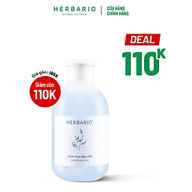 Toner nước cân bằng da Hoa Đậu Biếc herbario 200ml chống lão hóa da, cấp ẩm, thuần chay