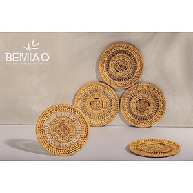 Mua Miếng lót ly cốc cao cấp mây tre đan Decor trang trí  chụp ảnh  thân thiện môi trường Bemiao Shop