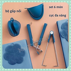 Bộ gắp đồ nóng/ bộ dụng cụ 6 món gắp bát đĩa chống nóng, kẹp bát đĩa đa năng ( set 6 món )