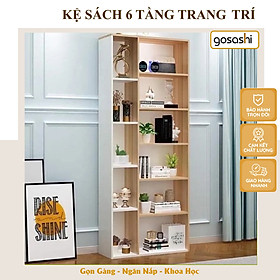 Kệ Sách, Giá Sách 6 Tầng Trang Trí, Decor Phòng Phong Cách Bắc Âu Thương Hiệu Gosashi - KS6Tang