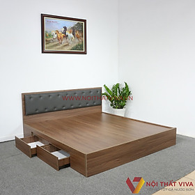 Mua Giường Ngủ Gỗ MDF Phủ Melamine Bọc Nệm Xanh Đậm Có Ngăn Kéo Màu Óc Chó