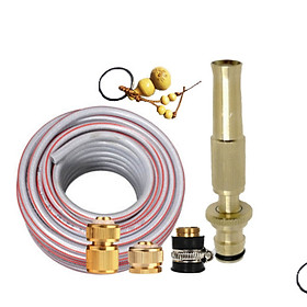 Bộ dây vòi xịt nước rửa xe,tưới cây,loại 7m,10m 206587 đầu đồng,cút đồng+móc khoá