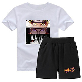 Combo Áo Naruto cổ tròn Tay Ngắn Và Quần Ngắn In Hình Anime