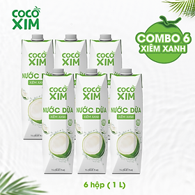 COMBO 6 Hộp Nước dừa đóng hộp Cocoxim Xanh dung tích 1000ml/Hộp