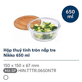 Mua Hộp thuỷ tinh tròn nắp tre Nikko (400 - 650 - 950)ml – Hàng chính hãng INOCHI – Tiêu chuẩn nhật bản