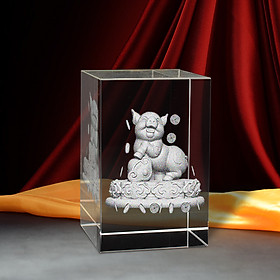 Tượng 3D Con Heo - Trang Trí Xe Ô tô/ Bàn Làm Việc - Bằng Pha Lê
