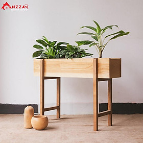 Mua Chậu gỗ trồng cây cảnh  hoa cỏ trang trí trong nhà  kệ gỗ trồng cây ban công hình chữ nhật 75cm Flowermini CG-01