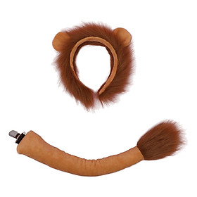 Lion Tail Ears Set Headwear Costume Set Animal Ears for Children Carnival