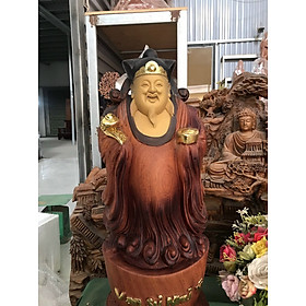 Mua Tượng phật ông thần tài hoan hỷ bằng gỗ hương đá liền khối tô làm mầu giả cổ kt 60×22×15cm