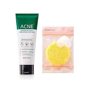Sữa Rửa Mặt Làm Giảm, Ngăn Ngừa Mụn Some By Mi AHA-BHA-PHA 30 Days Miracle Acne Clear Foam 100ml tặng kèm miếng rửa mặt