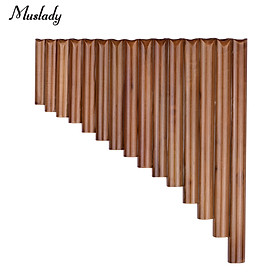 Muslady 15 Pipe Pan Flute G Key Pan Pipes Natural Bamboo Panpipes Chinese Traditional Woodwind Instrument with Carry Bag