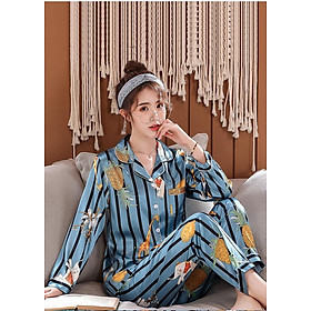 Đồ bộ mặc nhà Nữ chất liệu phi bóng mềm mại thoải mái -0215