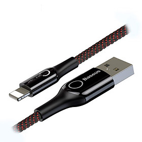 Dây Cáp sạc Lightning tự ngắt thông minh Baseus C Shape Light cho iPhone iPad (2.4A, Sạc nhanh, Sợi Carbon Siêu Bền, LED, Intelligent power-off) - Hàng Chính Hãng