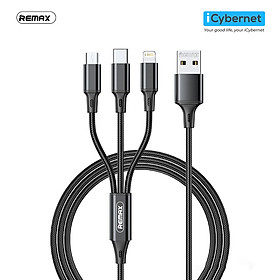 Cáp sạc nhanh 3 trong 1 Remax RC-189th chiều dài 1,2m sạc nhanh 3.1A - Hàng chính hãng - Black