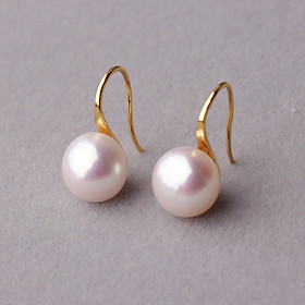 Bông Tai Ngọc Trai Thiên Nhiên Cao Cấp - Kiểu Móc Hoa - Trang Sức Cô Tấm - SPOOLA PEARL (8-9ly) - CTJ4808A
