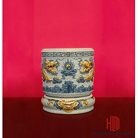 Bát Hương Men Rạn Đắp Nối Size 16cm