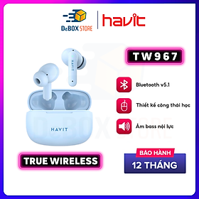 Tai Nghe Bluetooth True Wireless Havit TW967 BT 5.1, Thiết Kế Công Thái Học, Driver 10mm, Nghe Nhạc Đến 5H - Hàng Chính Hãng