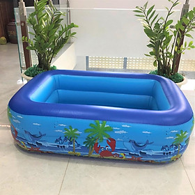 Mua BỂ BƠI PHAO CHO BÉ 1M2 1M3 1M5 1M8 2M1 3 Tầng Có Đáy Chống Trượt màu xanh màu hồng (Ảnh Thật)