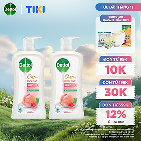 COMBO 2 CHAI SỮA TẮM  DETTOL ONZEN DƯỠNG DA ĐÀO & PHÚC BỒN TỬ (950G/CHAI)