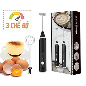 Máy Đánh Trứng Đánh Sữa Và Tạo Bọt Cafe Di Động Cầm Tay 3 Tốc Độ Sử Dụng Sạc USB Thép Không Gỉ Cao Cấp