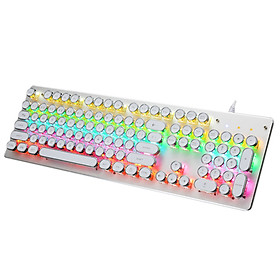 Bàn phím cơ có đèn chiếu sáng 104 phím chơi game được hỗ trợ bởi USB Hoạt động 9 hiệu ứng ánh sáng sống động cho máy tính - Màu trắng-Màu trắng