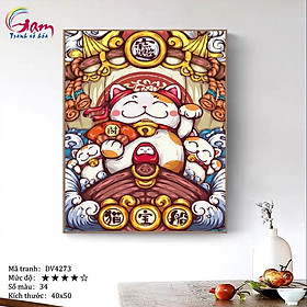 Mua Tranh trang trí tự tô màu theo số Mèo chiêu tài DV4273