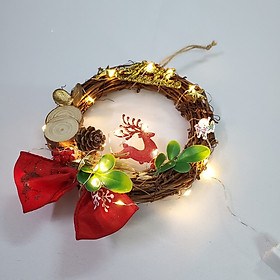 Mua Vòng Hoa Noel VN05 15cm Vòng Nguyệt Quế Giáng Sinh Có Đèn