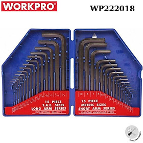 Bộ lục giác 30 chi tiết hệ inch & mm Workpro WP222018 thép hợp kim CR-V - Hàng chính hãng