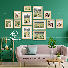 Bộ 12 khung ảnh treo tường trang trí giá rẻ siêu đẹp bằng gỗ thông thật
