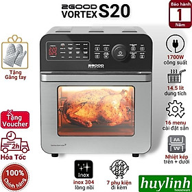 Mua Nồi chiên không dầu điện tử 2Good Vortex S20 - Dung tích14.5 lít - Tặng găng tay - 16 chức năng - Hàng chính hãng