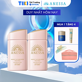 Bộ đôi Kem chống nắng dạng sữa dịu nhẹ cho da nhạy cảm và trẻ em (Anessa Mild Milk 60ml x2)