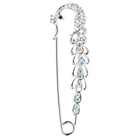 Silver  Rhinestone  Crystal  Peacock  Wedding  Bridal  Brooches  Safety  Lapel  Pin