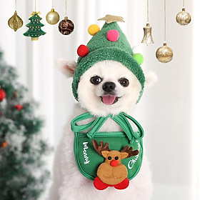 Trang phục Giáng sinh mèo con chó cưng, thú cưng mèo Giáng sinh Santa Claus Trang phục với mũ, ngày lễ ăn mặc quần áo thú cưng cho mèo chó nhỏ (màu xanh lá cây, l)