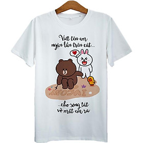 Áo Thun Unisex In Viết Tên Em Ngàn Lần Trên Cát ASFU230 - Trắng