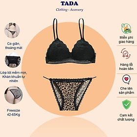 Bộ đồ lót nữ cao cấp sexy gợi cảm, áo ngực nữ ren, quần lót nữ sexy da báo Tada