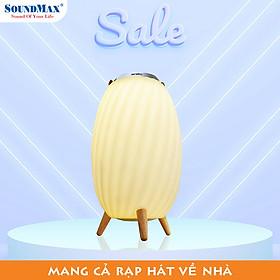 [Hàng Chính Hãng] Loa bluetooth trang trí đèn ngủ 7 màu đèn, chân đế bằng gỗ cao cấp chống mục SoundMax AL-11 | AL11 - Loa Nghe Nhạc kiêm đèn ngủ sang trọng