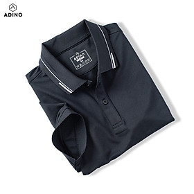 Áo polo nữ màu đen phối viền ADINO vải polyester cotton không bai xù dáng slimfit công sở hơi ôm trẻ trung APN05