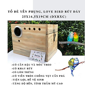 Tổ gỗ có hộc dành cho vẹt nhỏ như lovebird, yến phụng có viền chống cắn phá