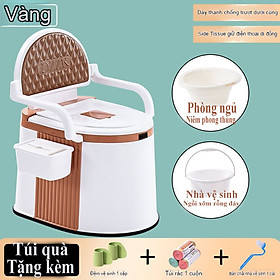 Bồn cầu di động 2 chức năng, Ghế Ngồi toilet Khử Mùi Tiện Dụng cho người già, bà bầu , người bệnh tiện lợi chất liệu nhựa abs cao cấp có tay vịn đệm tựa lưng