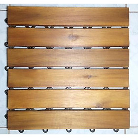 Mua combo 40 tấm thảm trải sàn gỗ  lót ban công  hồ bơi  sân vườn IKLV  đẸp êm chân  loại 6 nan   màu nâu vàng
